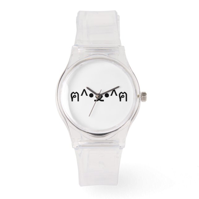 Cat With Paws Emoticon ฅ^•ﻌ•^ฅ Japanese Kaomoji Watch (Front)