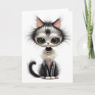 Cat With Pearl Necklace Anniversary Card