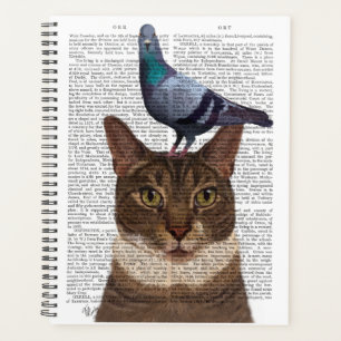 Cat with Pigeon on Head Planner