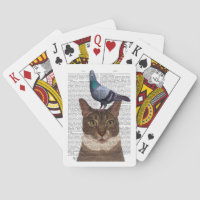 Cat with Pigeon on Head