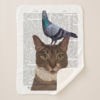 Cat with Pigeon on Head