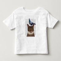 Cat with Pigeon on Head