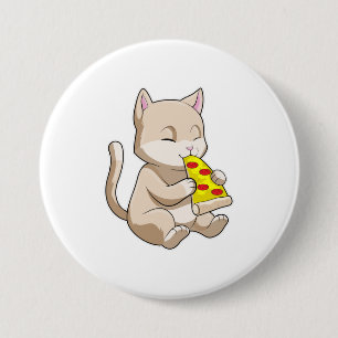 Cat with Pizza 7.5 Cm Round Badge