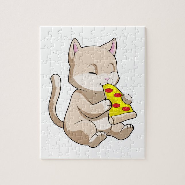 Cat with Pizza Jigsaw Puzzle (Vertical)