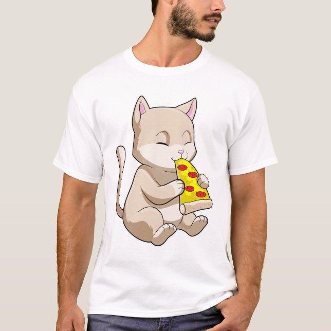 Cat with Pizza T-Shirt (Front)