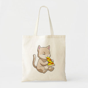 Cat with Pizza Tote Bag