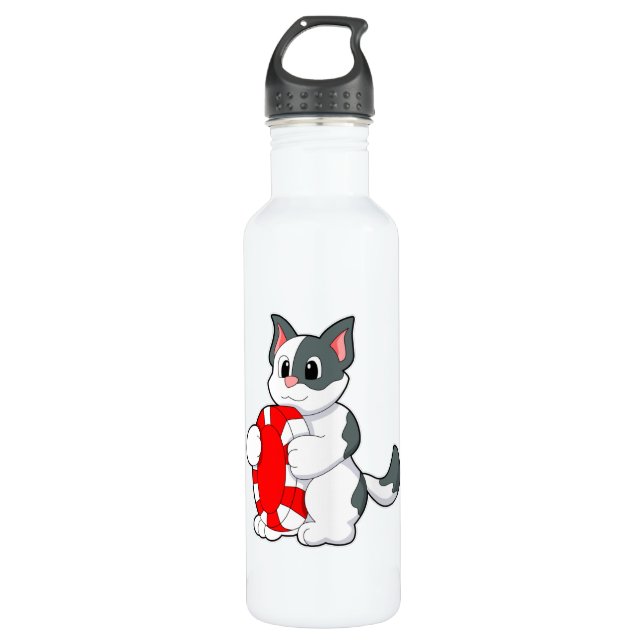 Cat with Poker chip 710 Ml Water Bottle (Front)