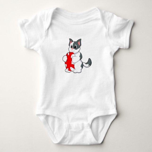 Cat with Poker chip Baby Bodysuit (Front)