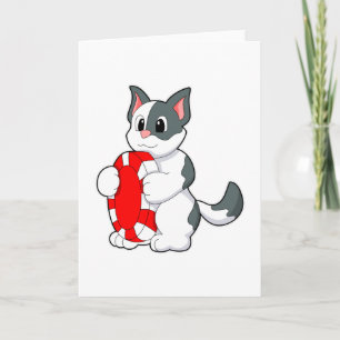 Cat with Poker chip Card