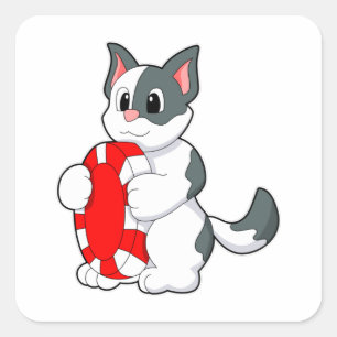 Cat with Poker chip Square Sticker