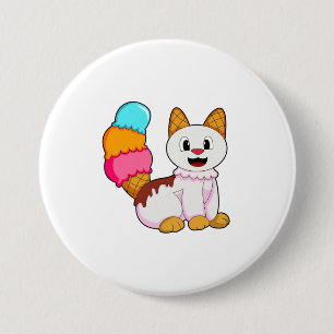 Cat with Popsicle 7.5 Cm Round Badge