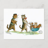 Cat with Pram Louis Wain