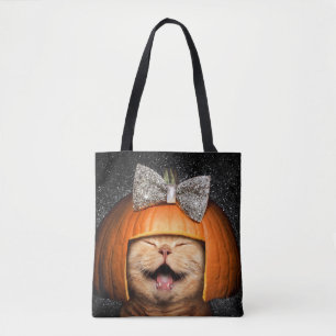 Cat With Pumpkin Hair Tote Bag