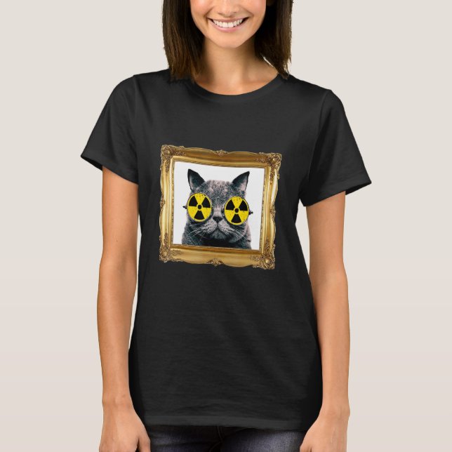 Cat with Radioactive Warning Sunglasses   Kitten T-Shirt (Front)