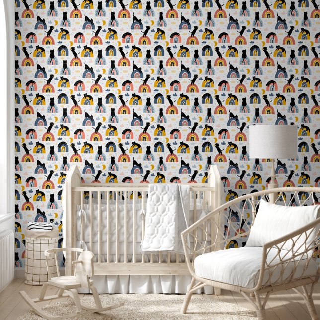 Cat With Rainbow Pattern for Your Kid Room Wallpaper (Kids)