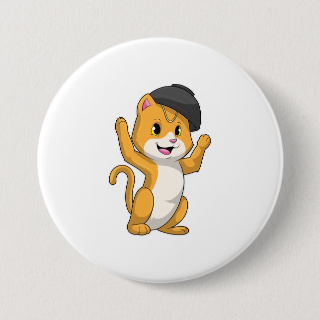 Cat with Ramen Bowl 7.5 Cm Round Badge (Front)