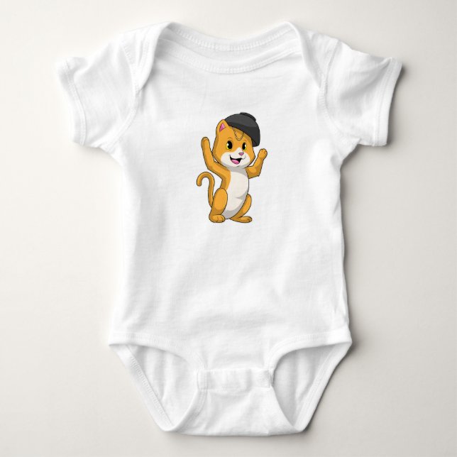 Cat with Ramen Bowl Baby Bodysuit (Front)
