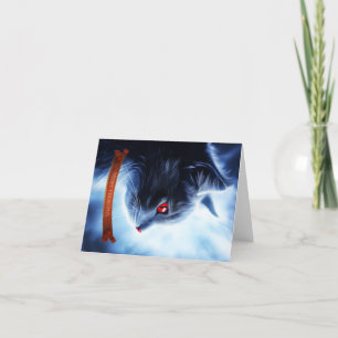 Cat with Red Eyes Holiday Card