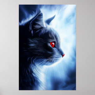 Cat with Red Eyes Poster