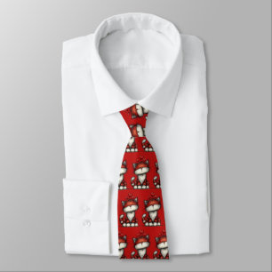 Cat with Red Hearts Cute and Fun Pattern Tie