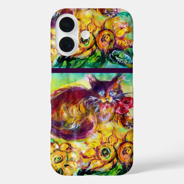CAT WITH RED RIBBON AND SUNFLOWERS Case-Mate iPhone CASE (Back)