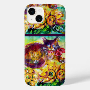 CAT WITH RED RIBBON AND SUNFLOWERS Case-Mate iPhone 14 CASE
