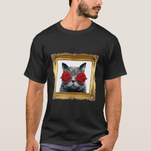 Cat with Red Roses Flower Sunglasses Kitten T-Shirt