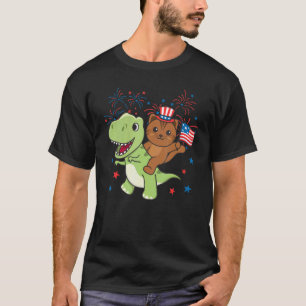 Cat With Rex For The Fourth Of July Fireworks 1 T-Shirt