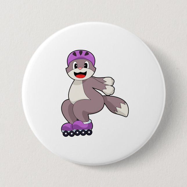 Cat with Roller skates 7.5 Cm Round Badge (Front)