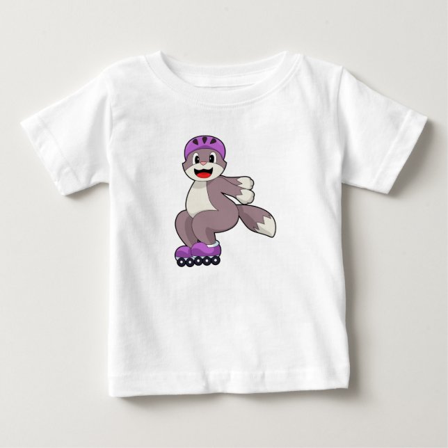 Cat with Roller skates Baby T-Shirt (Front)