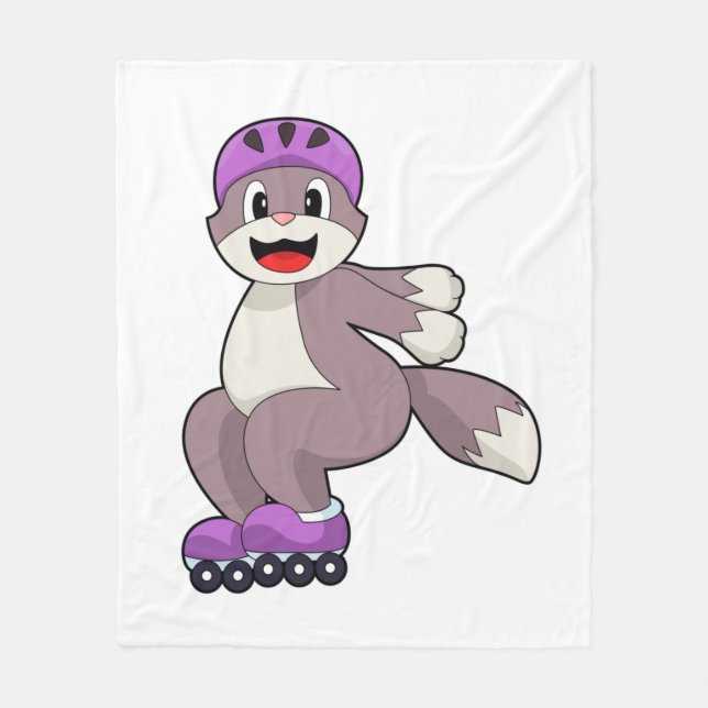 Cat with Roller skates Fleece Blanket (Front)