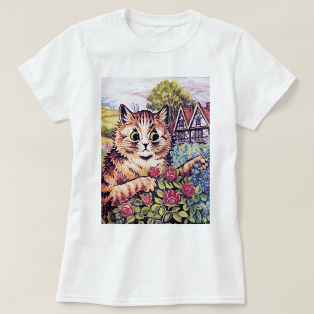 Cat with Roses, Louis Wain T-Shirt (Design Front)