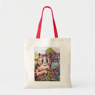 Cat with Roses, Louis Wain Tote Bag
