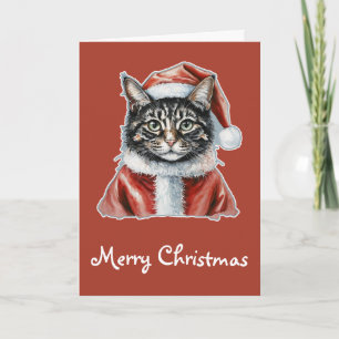 Cat With Santa Claus Outfit - Christmas 1 Card