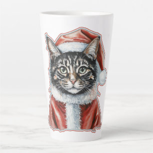 Cat With Santa Claus Outfit - Christmas  - Fan Fun Latte Mug
