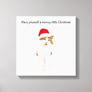 Cat with Santa's Hat Canvas Print