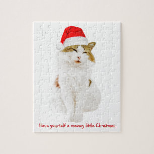 Cat with Santa's Hat Jigsaw Puzzle