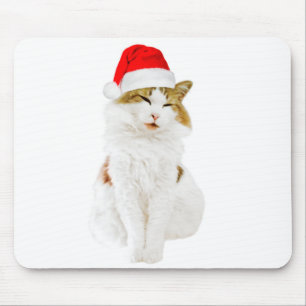 Cat with Santa's Hat Mouse Mat