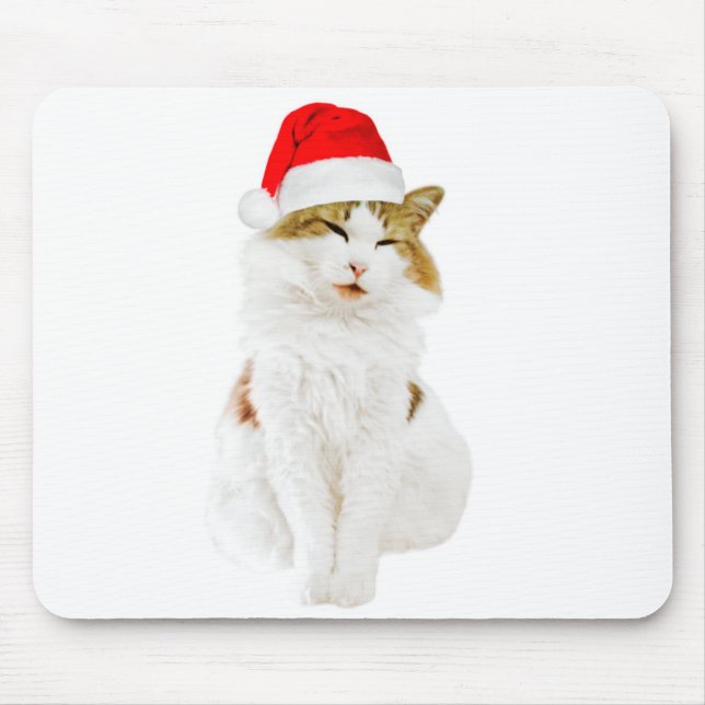 Cat with Santa's Hat Mouse Mat (Front)