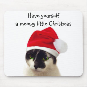Cat with Santa's Hat Mouse Mat