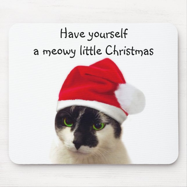 Cat with Santa's Hat Mouse Mat (Front)