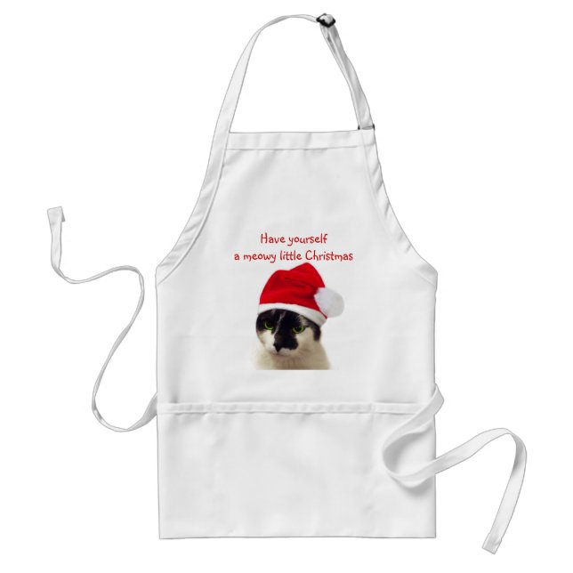 Cat with Santa's Hat Standard Apron (Front)