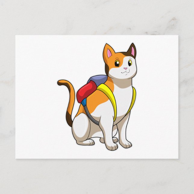 Cat with Satchel Postcard (Front)