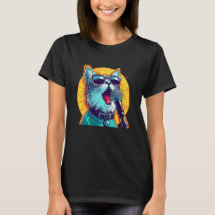 Cat with Shades and Mic for Karaoke Friends T-Shirt