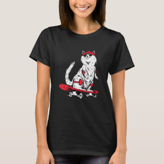Cat With Skateboard Kitten Skater T-Shirt