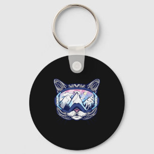 Cat With Ski Goggles Skiing Design For Skiers  Key Ring