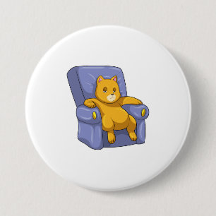 Cat with Sofa 7.5 Cm Round Badge