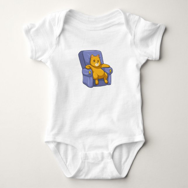 Cat with Sofa Baby Bodysuit (Front)