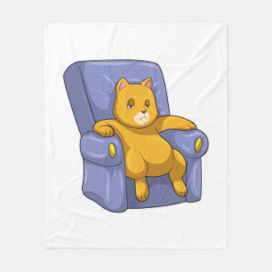 Cat with Sofa Fleece Blanket