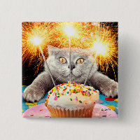 Cat With Sparkler Cupcake